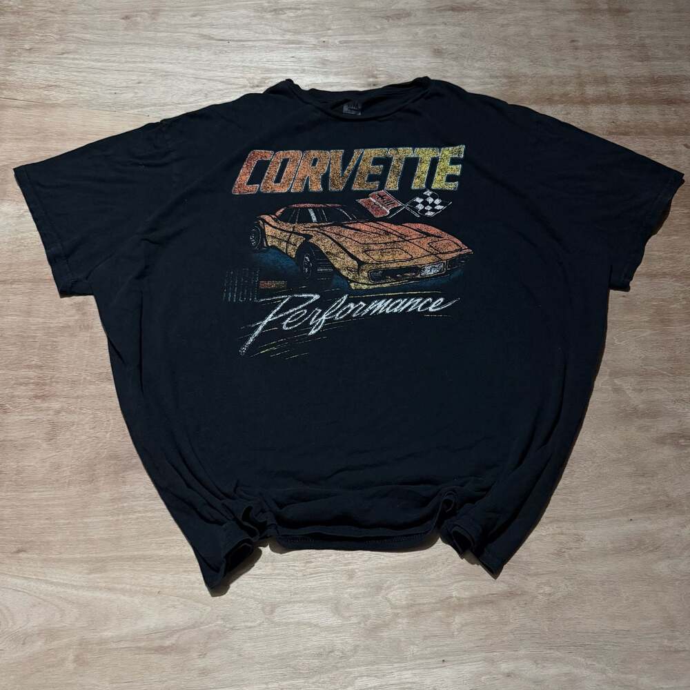 Corvette Performance Graphic T-Shirt Black Distressed Car Tee 2XL